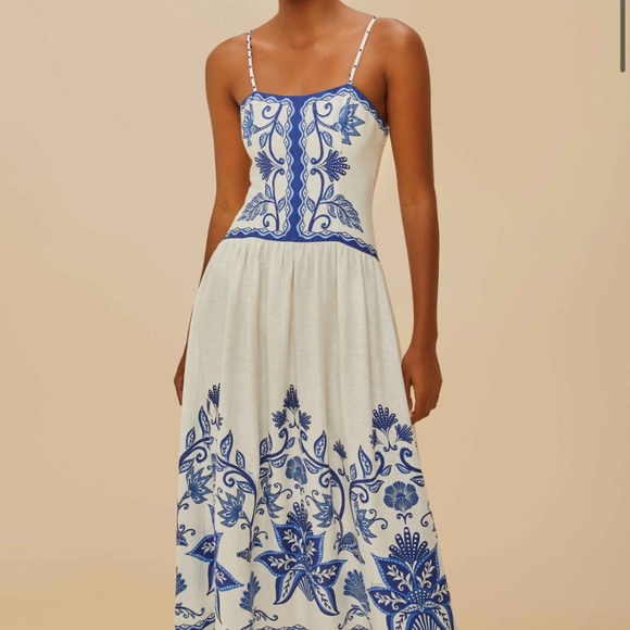 Off-White Shell Garden Lenzing™ Ecovero™ Euroflax™ Midi Dress - Picture 3 of 5